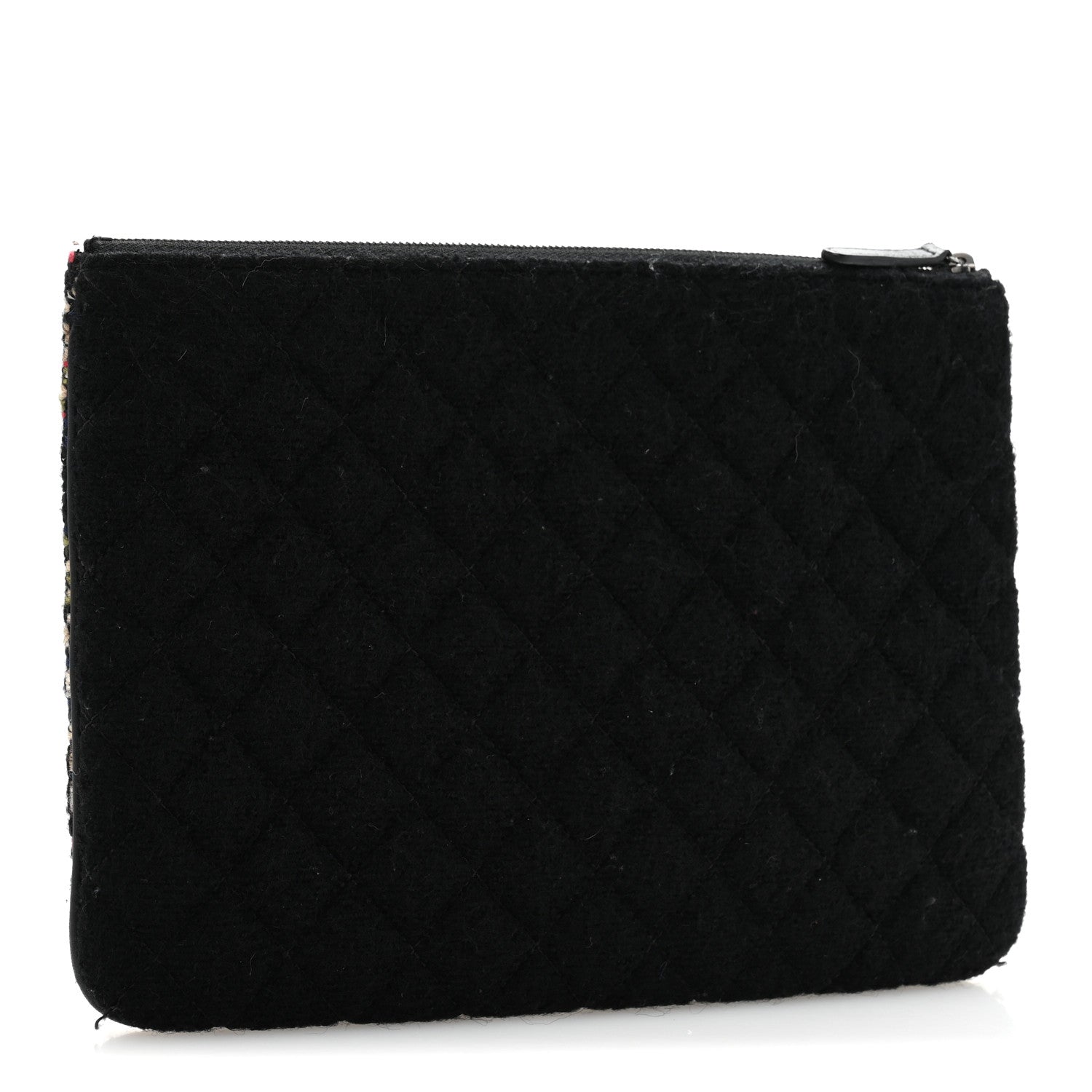 Tweed Quilted Medium Cosmetic Case Black
