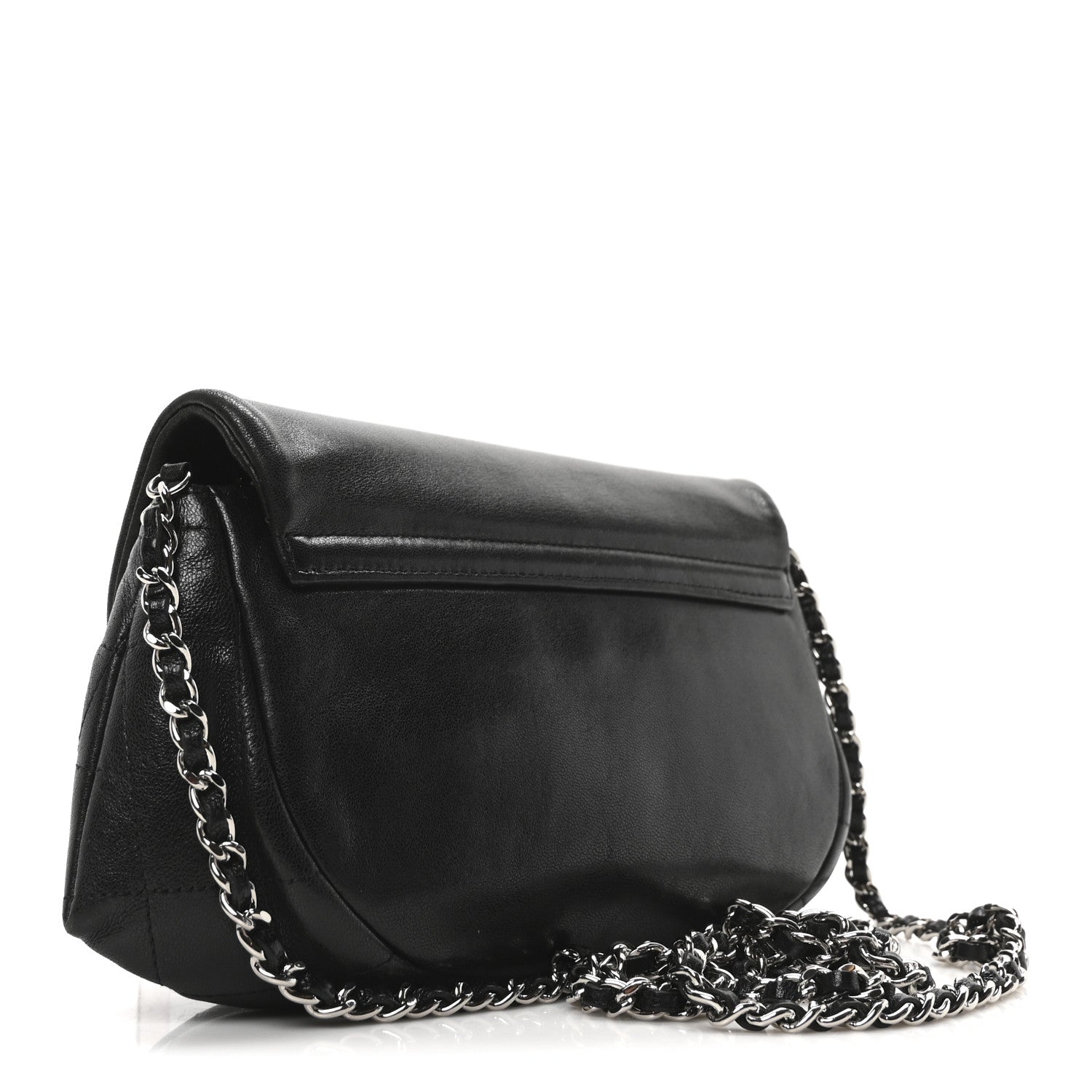 Lambskin Half Moon Wallet On Chain WOC Black