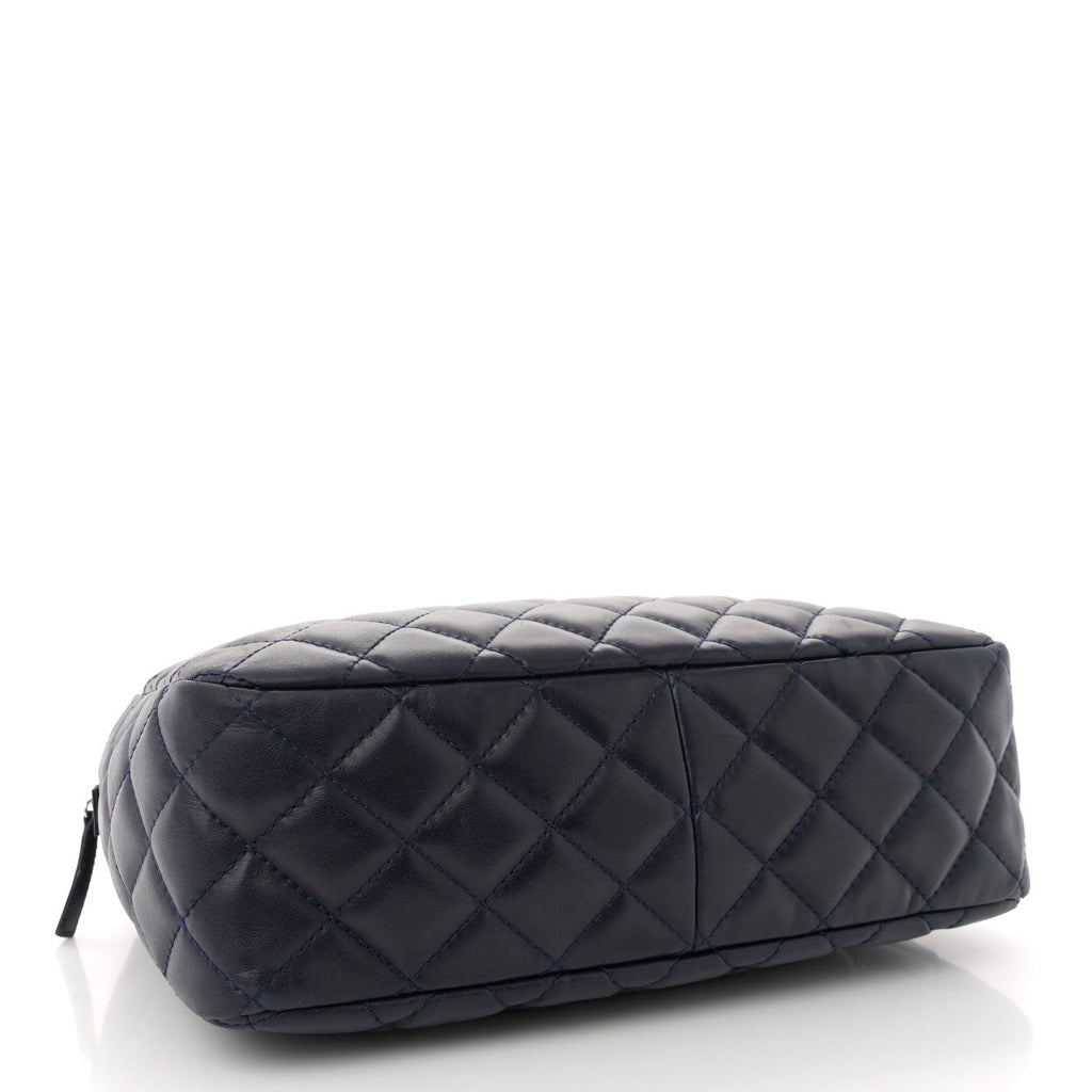 Lambskin Quilted Medium Camera Case Navy Blue