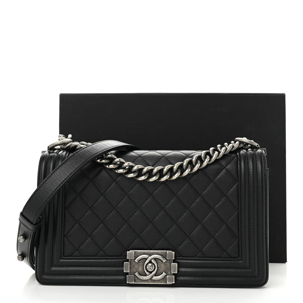 Caviar Quilted Medium Boy Flap Black