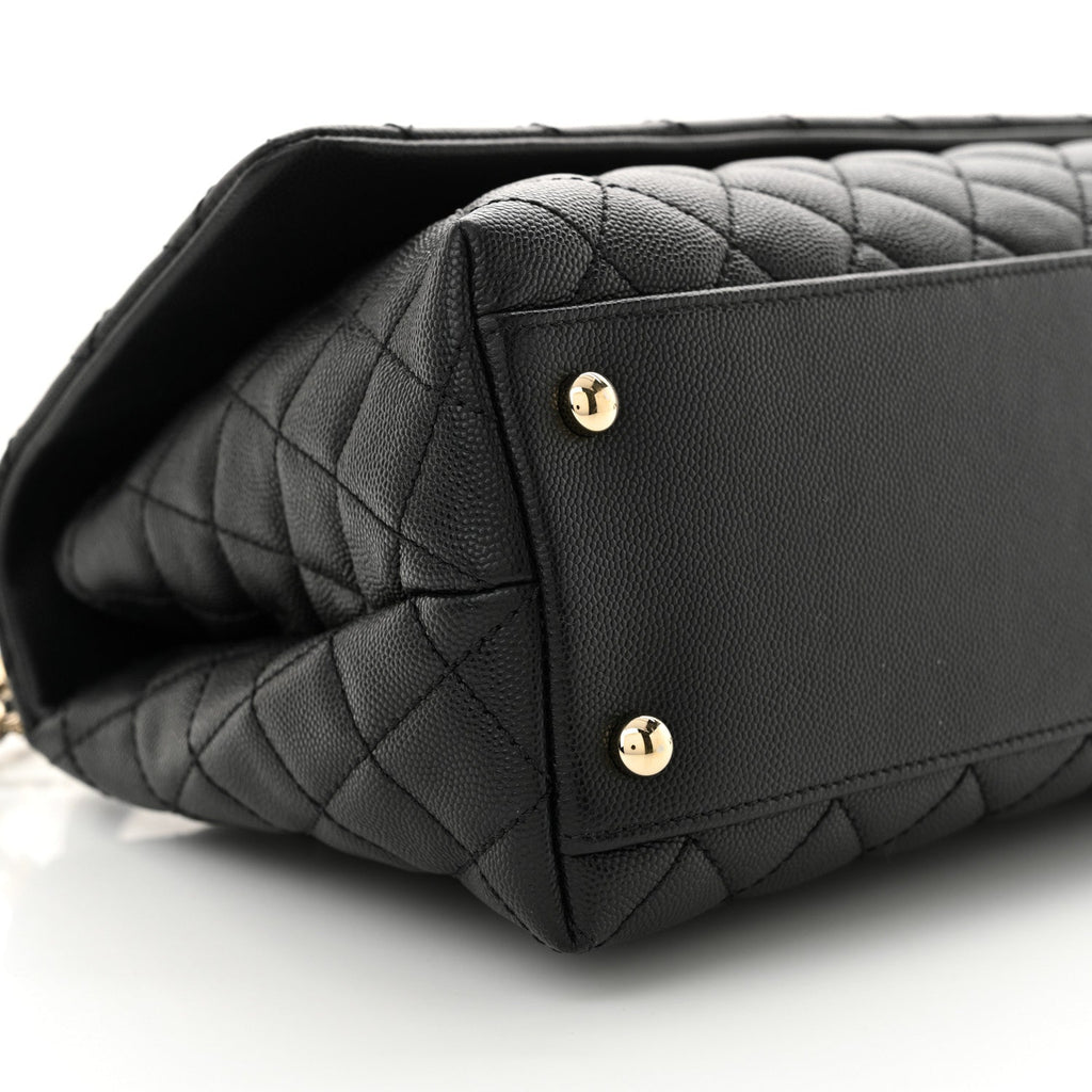 Caviar Quilted Small Coco Handle Flap Black