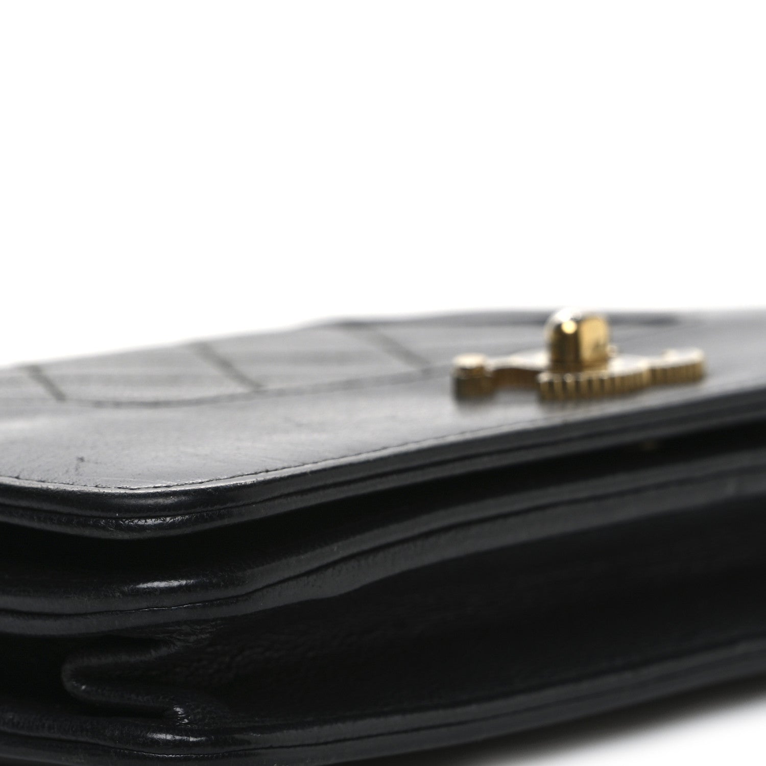 Sheepskin Quilted Mini Vintage Mademoiselle Wallet On Chain WOC Black