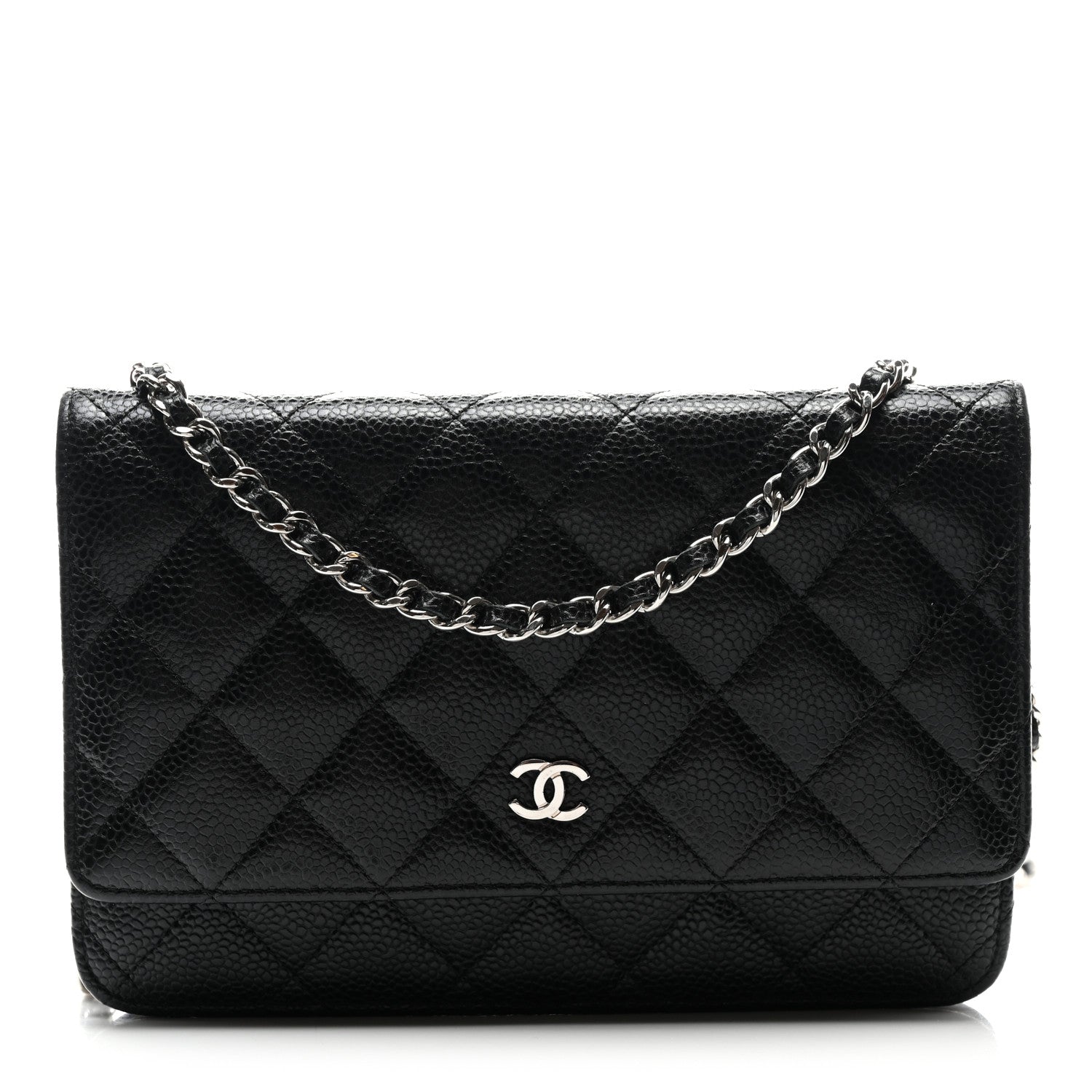 Caviar Quilted Wallet on Chain WOC Black