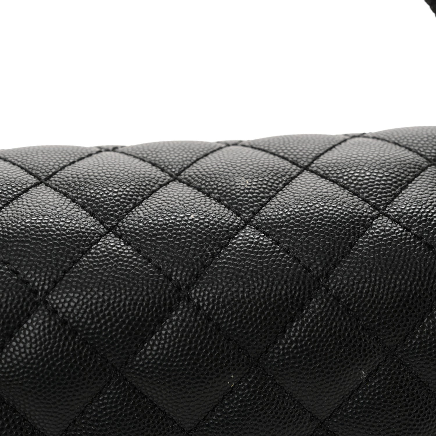 Caviar Quilted Small Coco Handle Flap Black