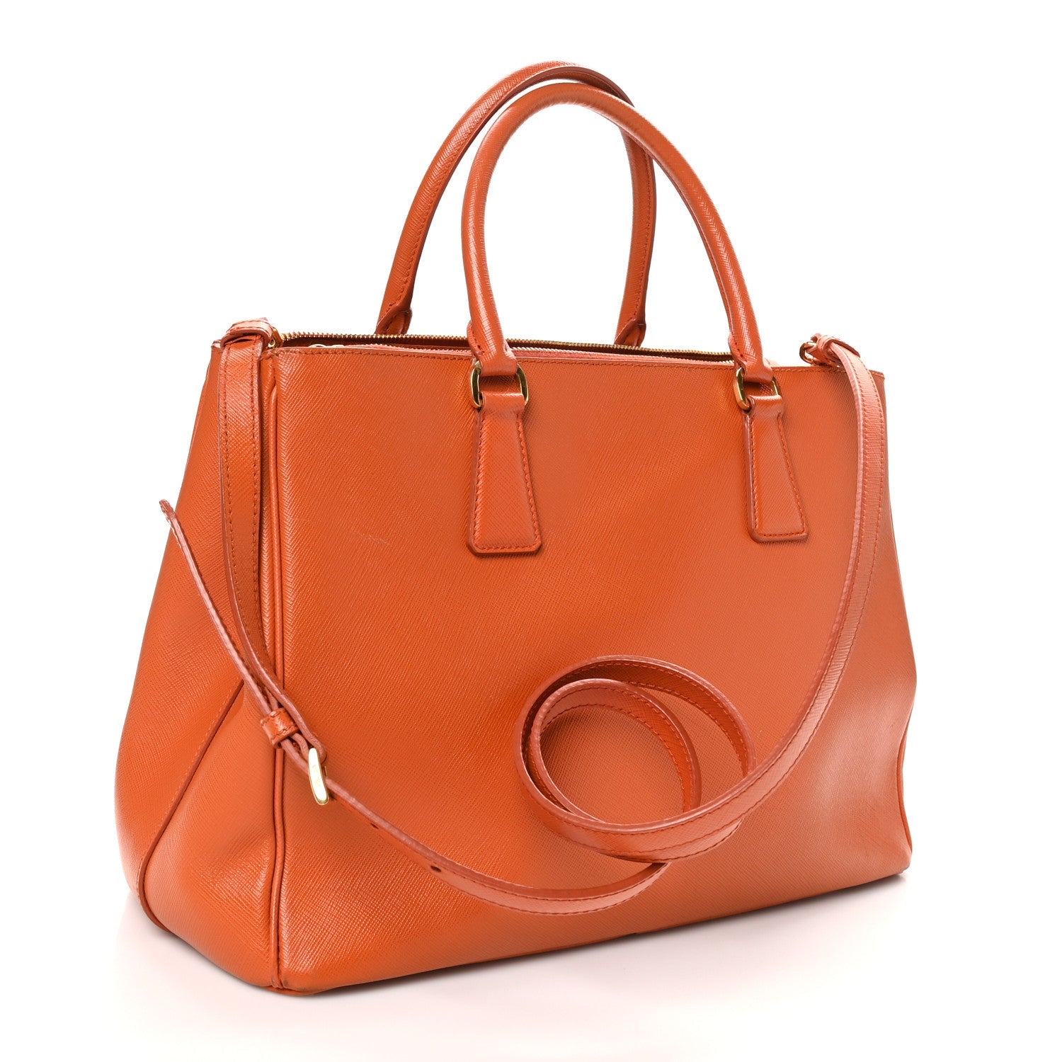 Saffiano Medium Galleria Double Zip Tote Papaya