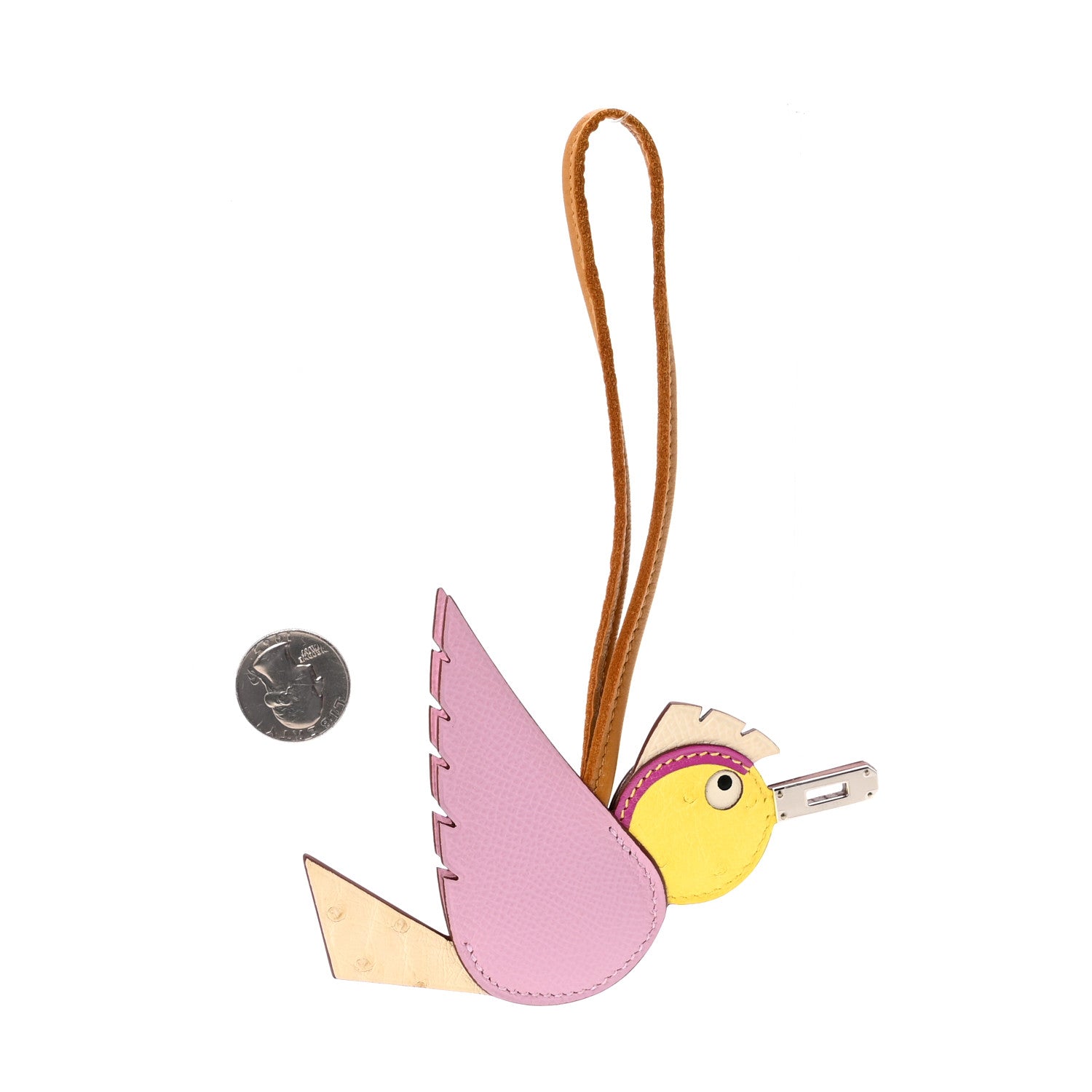 Ostrich Epsom Swift Birdy Bag Charm Mauve Sylvestre Nata Jaune Citron Magnolia Sesame