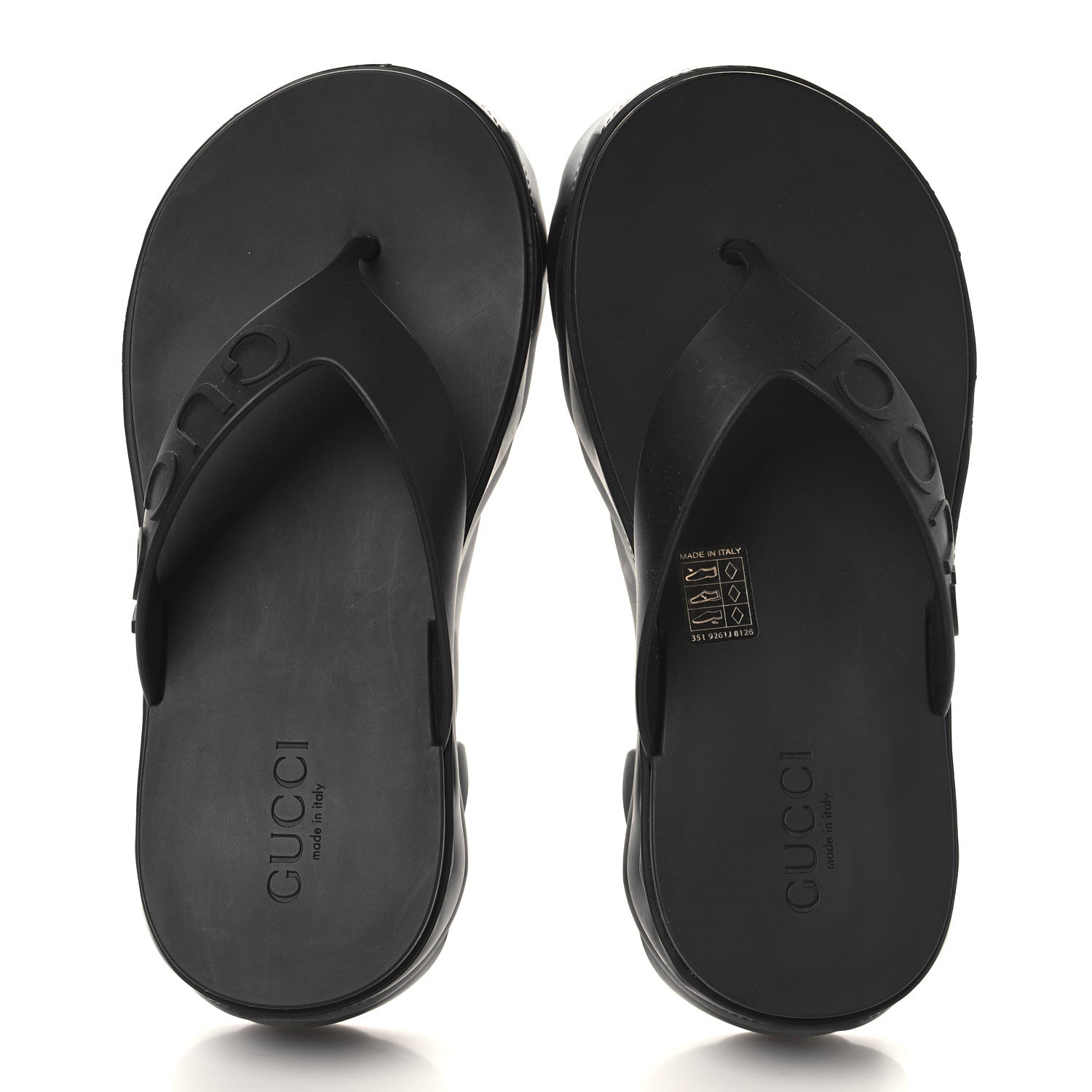 Rubber Chevron Logo Embossed Womens Thong Platform Sandals 38 Black
