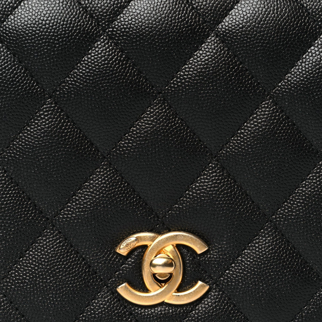 Caviar Quilted Mini Top Handle Flap Black