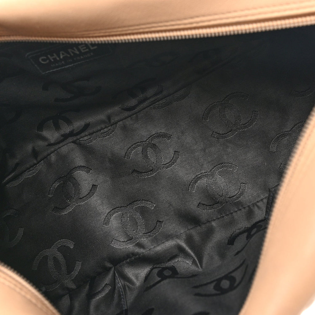 Calfskin Quilted Large Cambon Bowler Beige Black