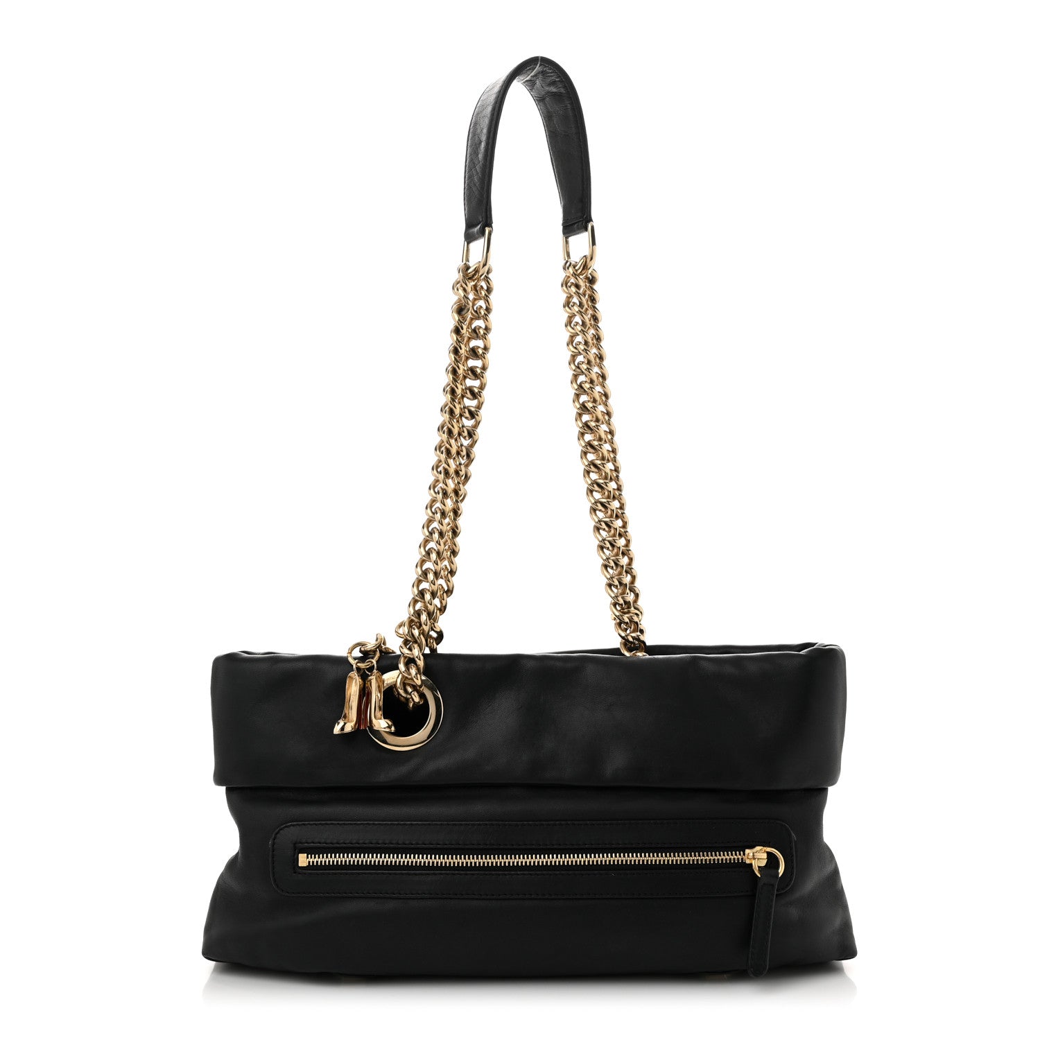 Calfskin Chain Shoulder Bag Black