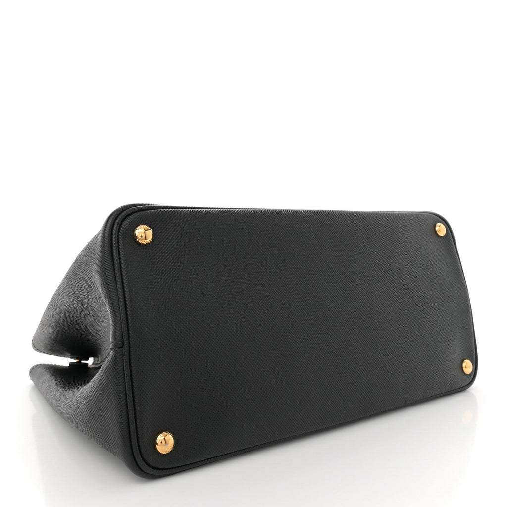 Saffiano Cuir Medium Double Bag Black Mughetto