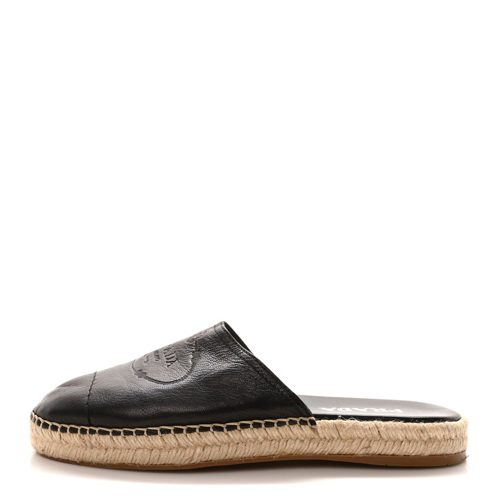 Nappa Logo Cap Toe 20mm Espadrilles Mules 40 Black