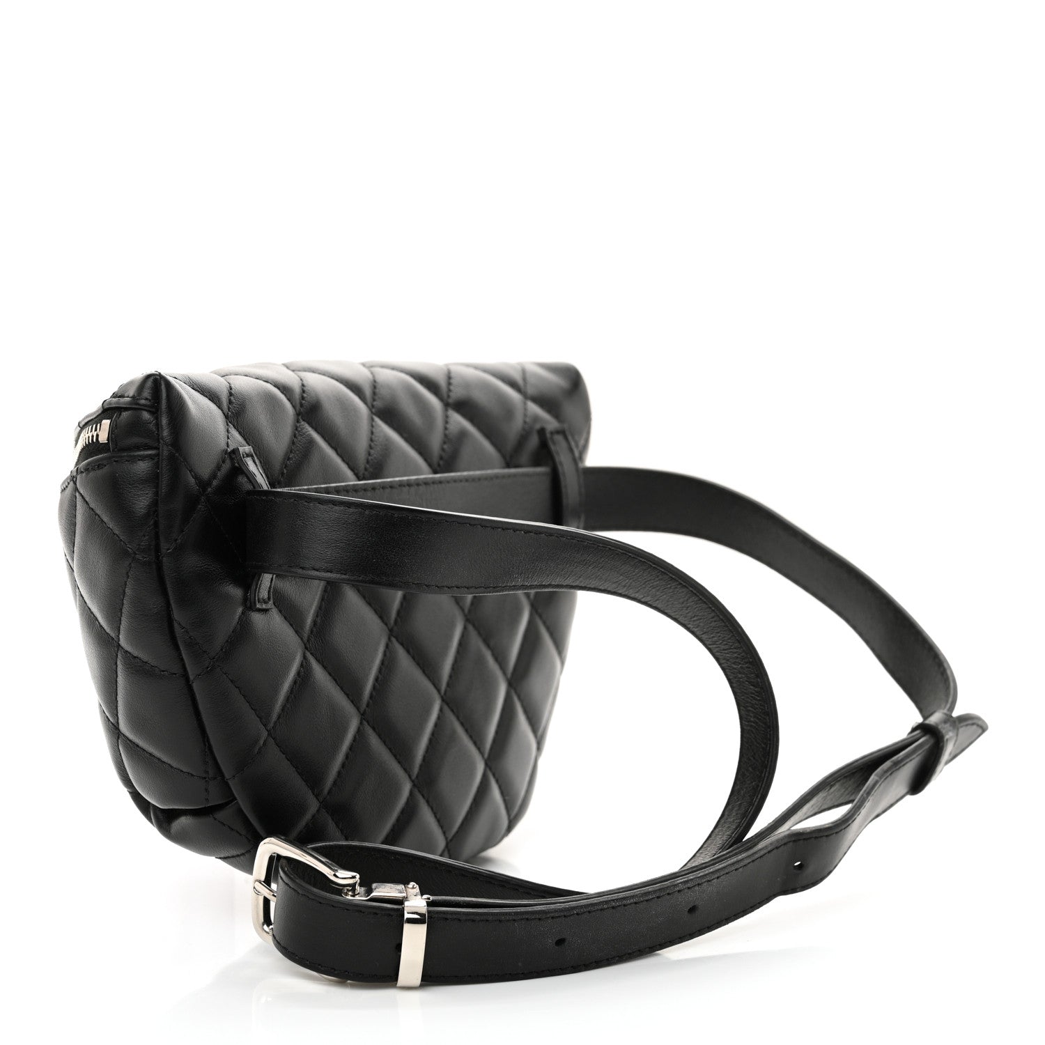Calfskin Quilted Waist Belt Bag Black