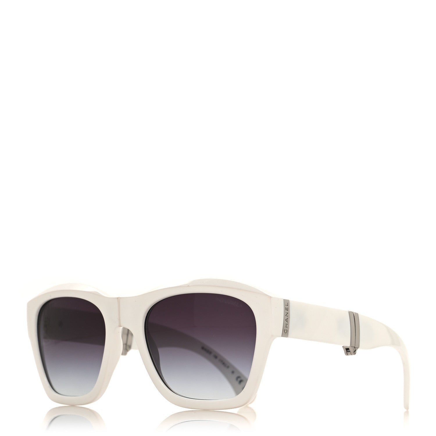 Acetate Metal Crystal Square Folding Sunglasses 6055-B White