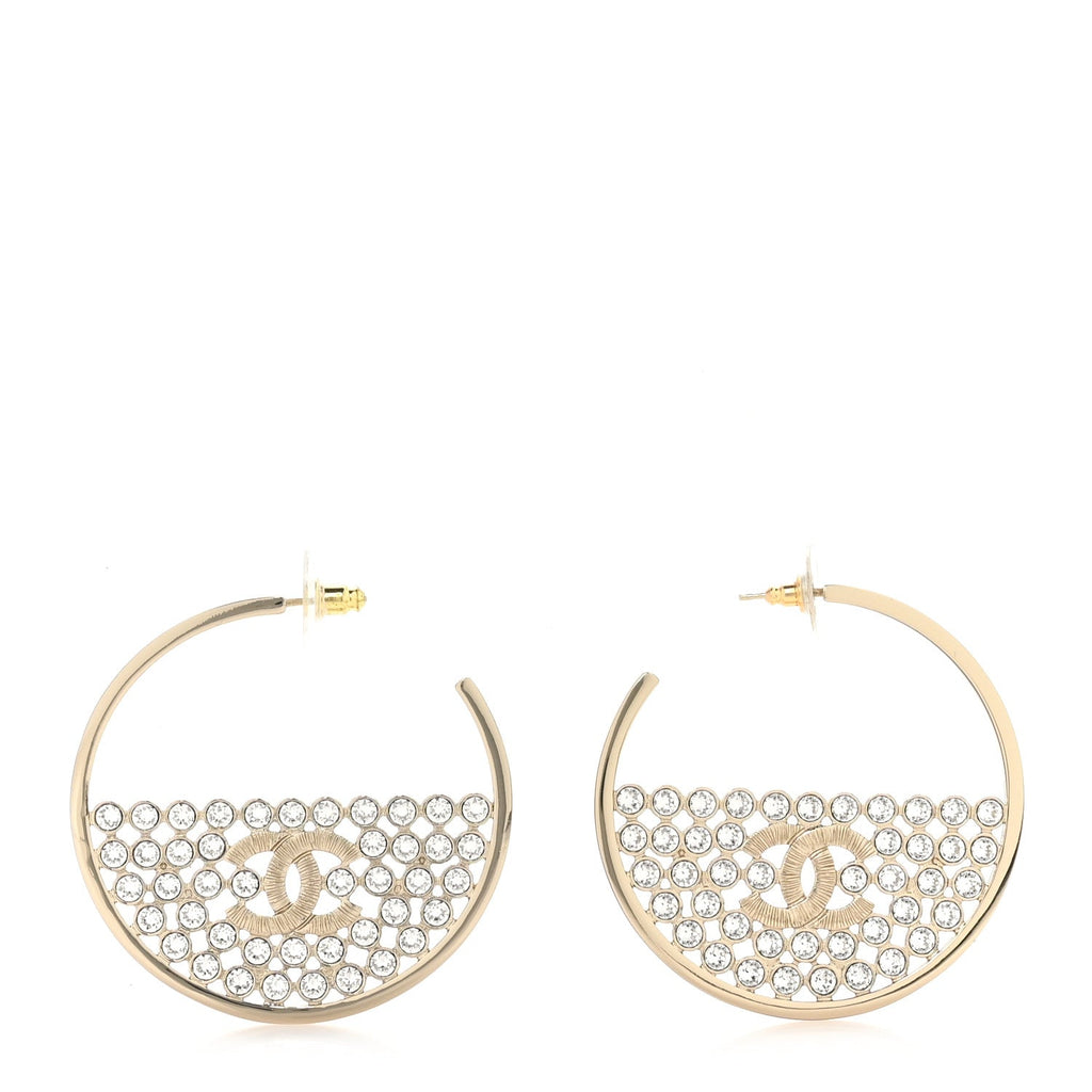 Crystal CC Hoop Earrings Gold