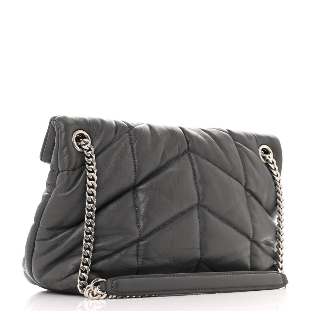 Lambskin Quilted Small Loulou Puffer Monogram Chain Satchel Storm