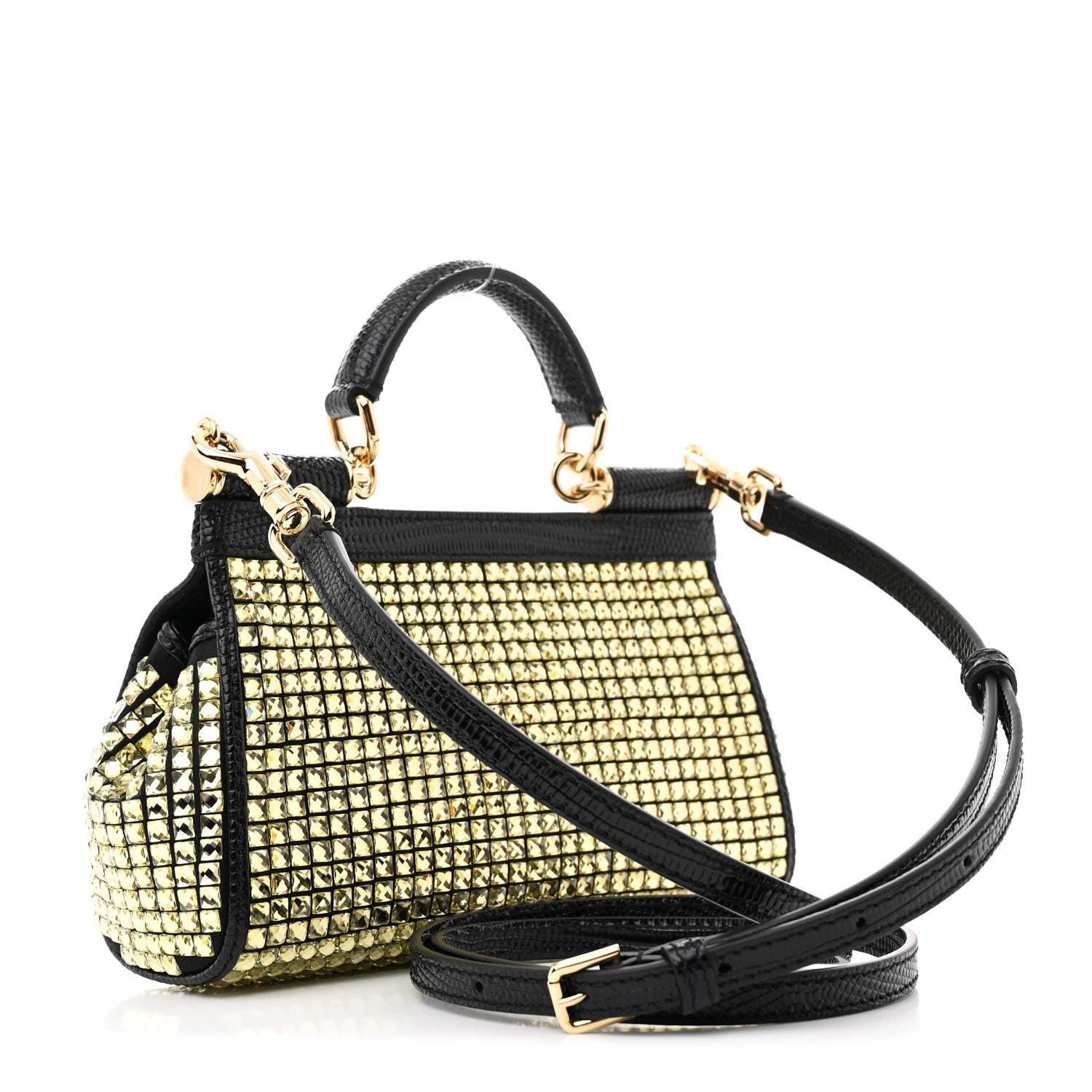 Stampa Iguana Embossed Crystal Small Miss Sicily Satchel Gold