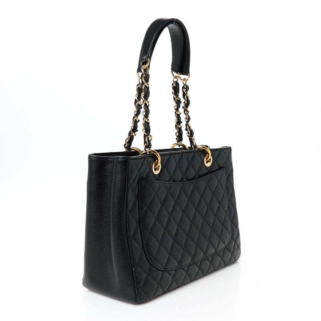 Caviar Quilted Grand Shopping Tote GST Black