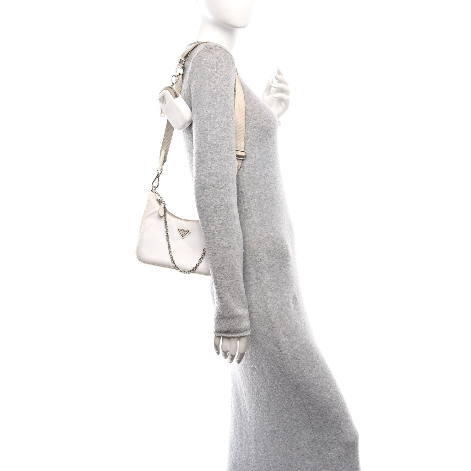 Re-Nylon Saffiano Re-Edition 2005 Shoulder Bag Bianco