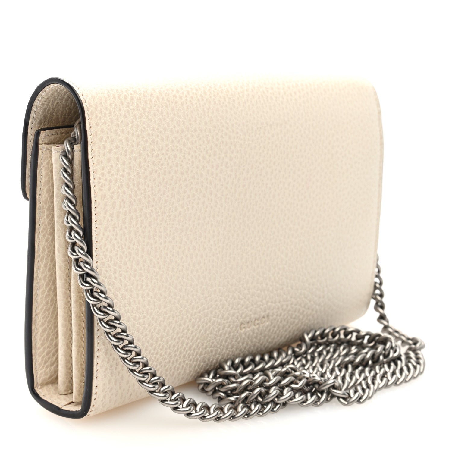 Dollar Calfskin Mini Dionysus Chain Wallet Mystic White