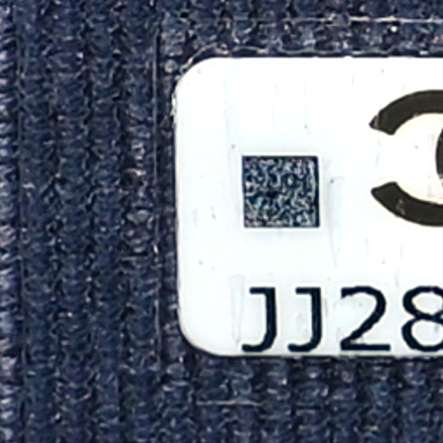 Printed Denim Quilted  Holder On Chain  Dark Blue
