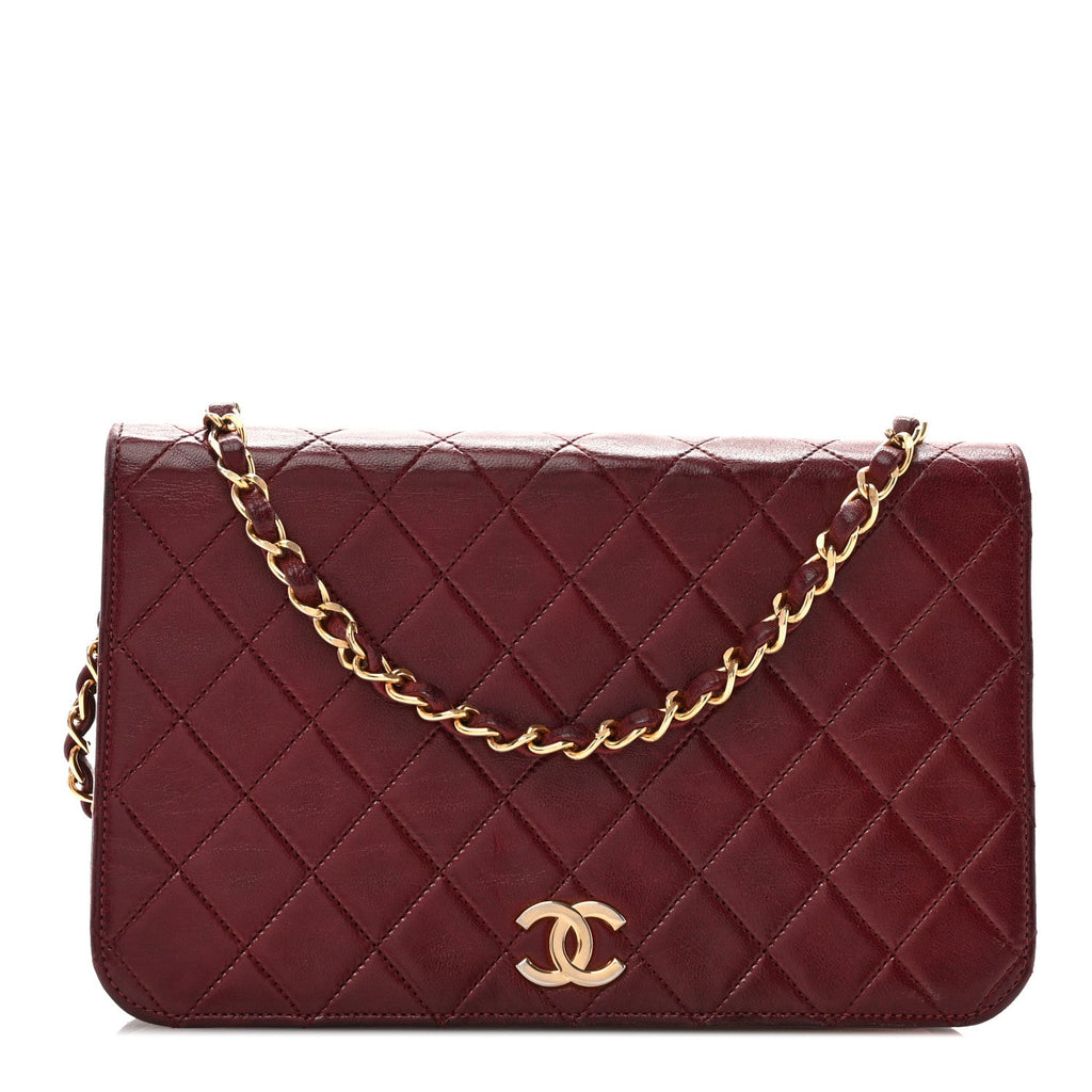 Lambskin Quilted Small Single Flap Bordeaux