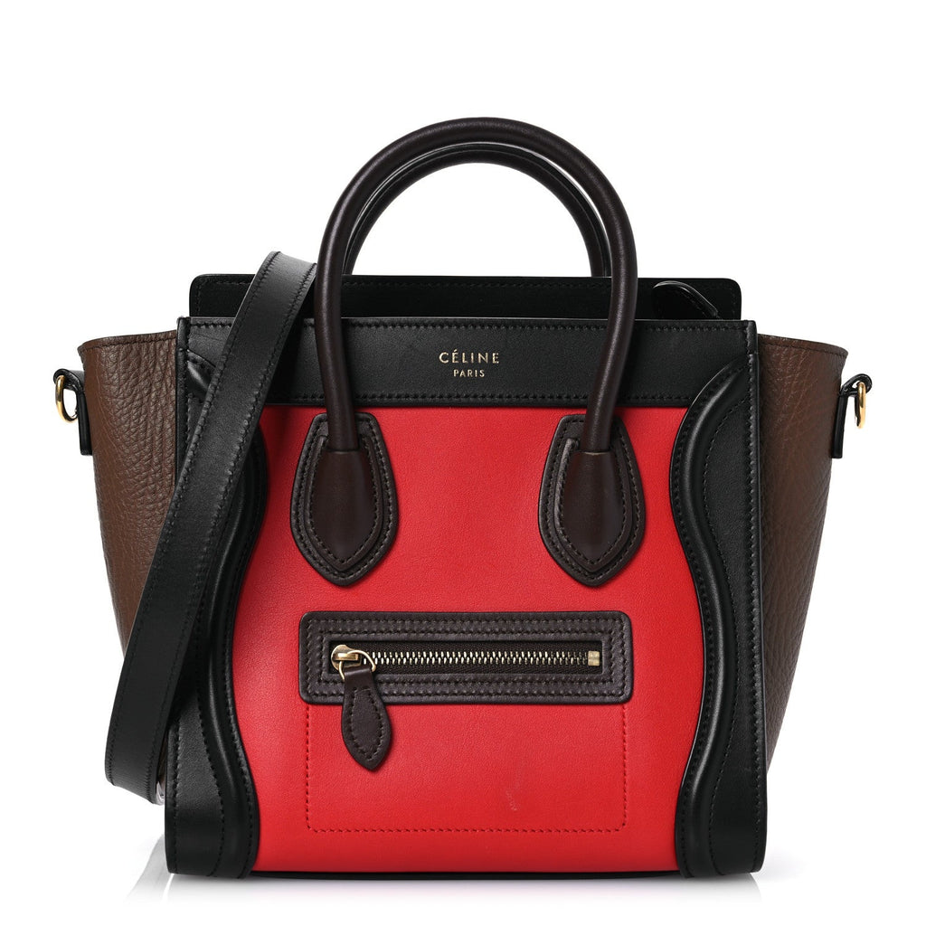 Smooth Calfskin Bullhide Nano Tri-Color Luggage Bright Red