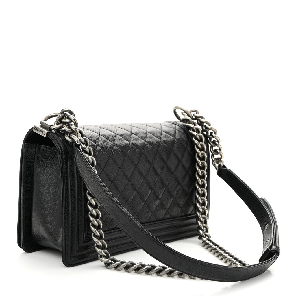 Caviar Quilted Medium Boy Flap Black