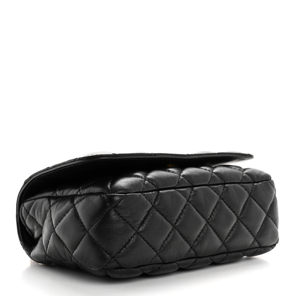 Nappa Quilted Small Medusa Chain Crossbody Black
