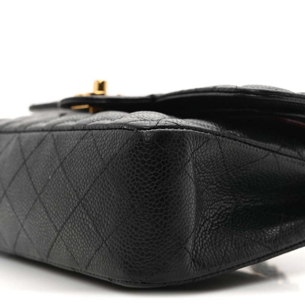 Caviar Quilted Small Double Flap Black