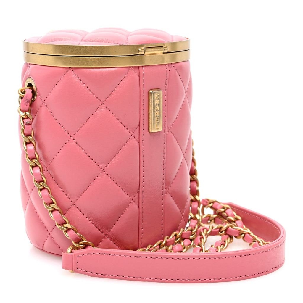 Lambskin Quilted Mini Crown Box Bag Pink