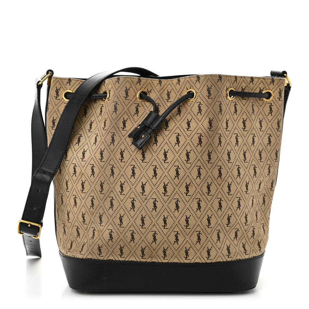 Canvas All-Over Monogram Bucket Bag Black