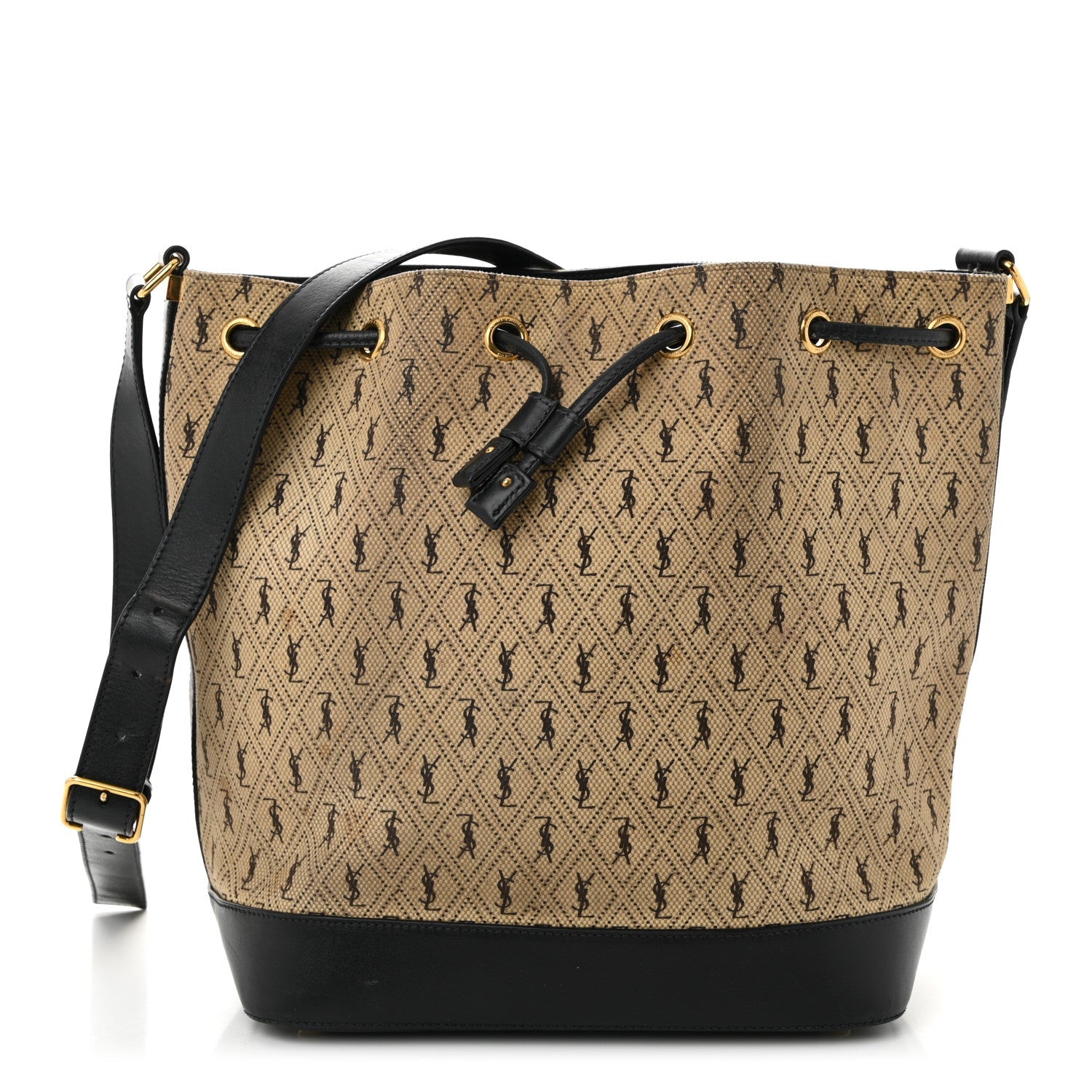 Canvas All-Over Monogram Bucket Bag Black