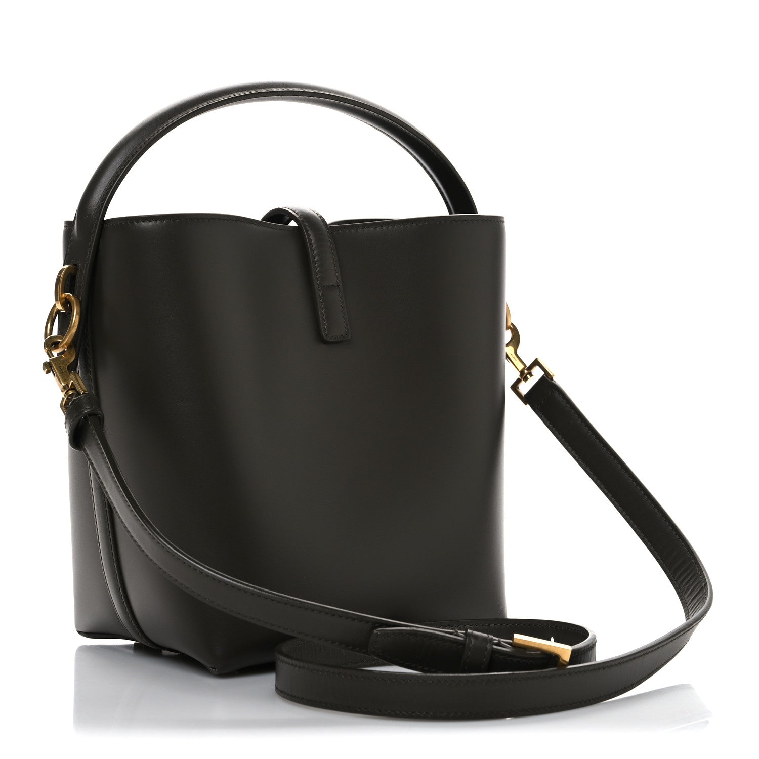 Shiny Calfskin Le 37 Bucket Bag Deep Musk