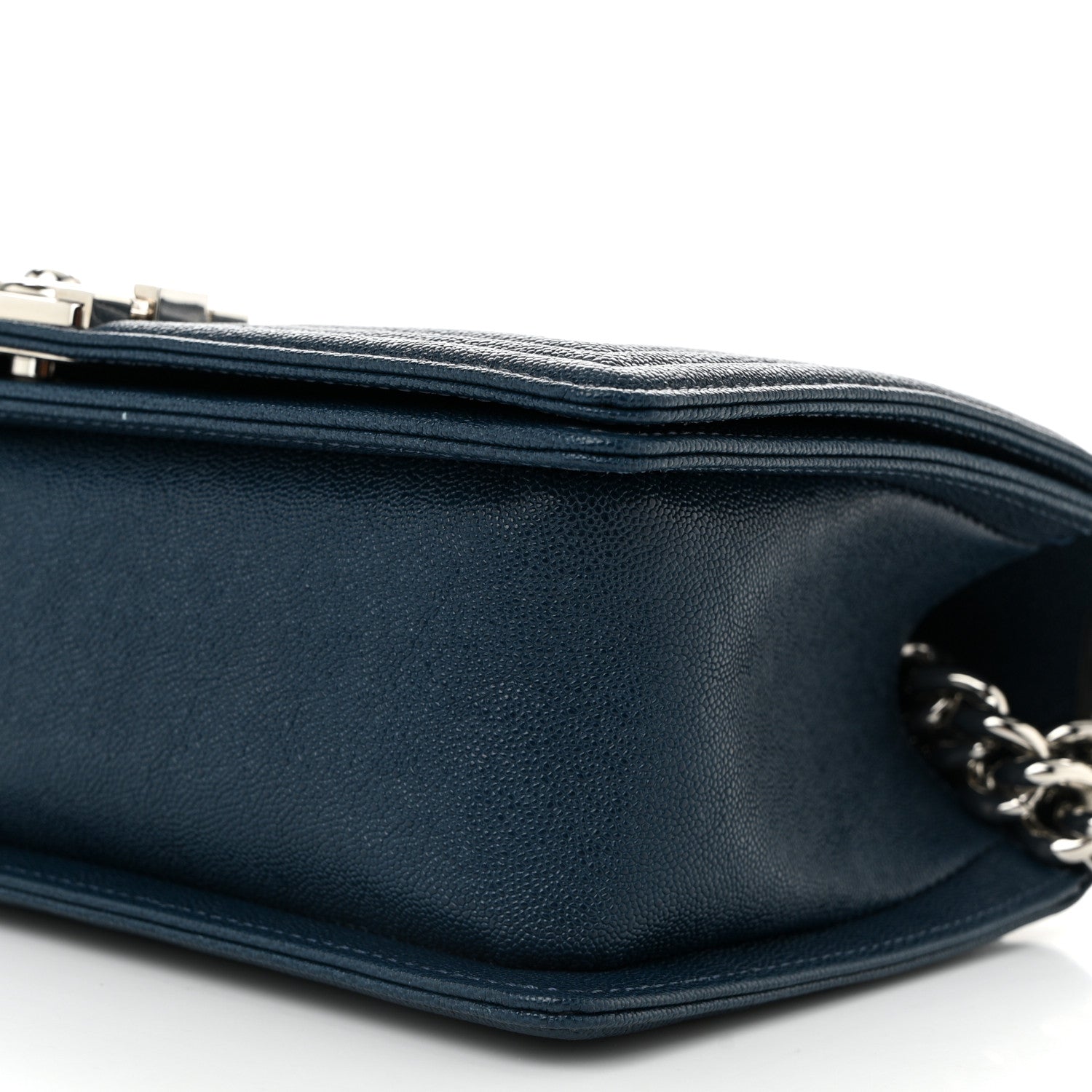 Caviar Quilted Medium Boy Flap Dark Blue