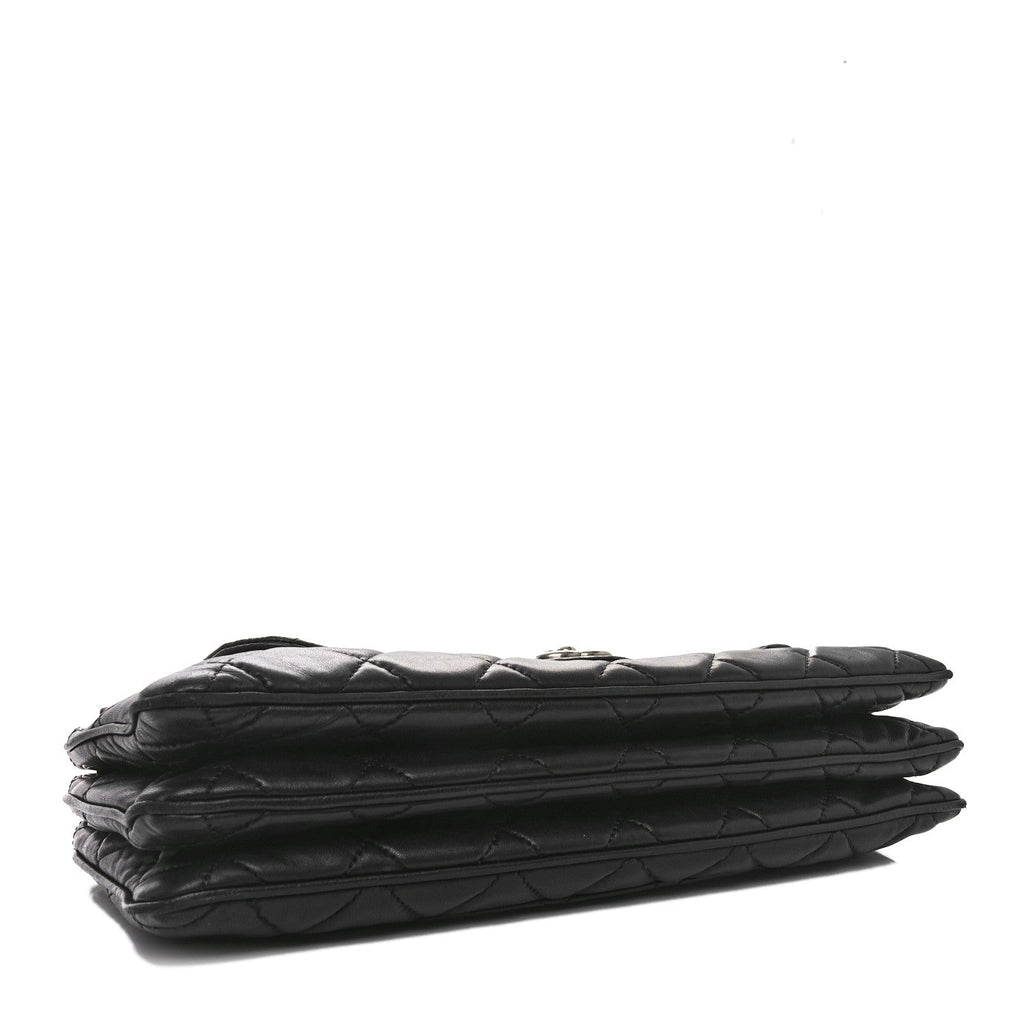 Lambskin Quilted Chanel 3 Accordion Flap Bag Black