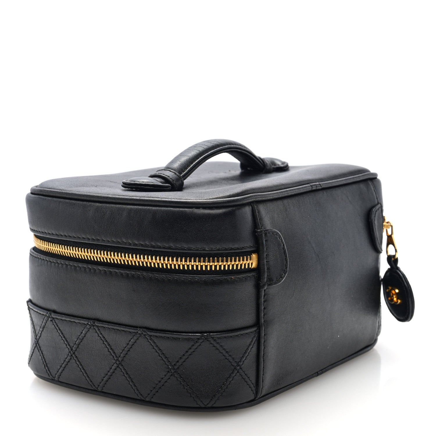 Lambskin Vanity Cosmetic Case Black