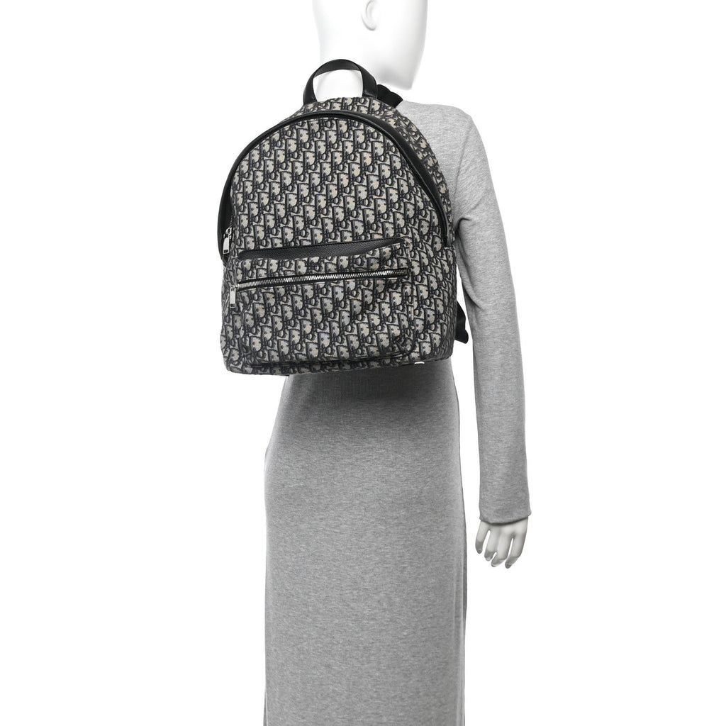 Oblique Calfskin Rider Backpack Beige Black