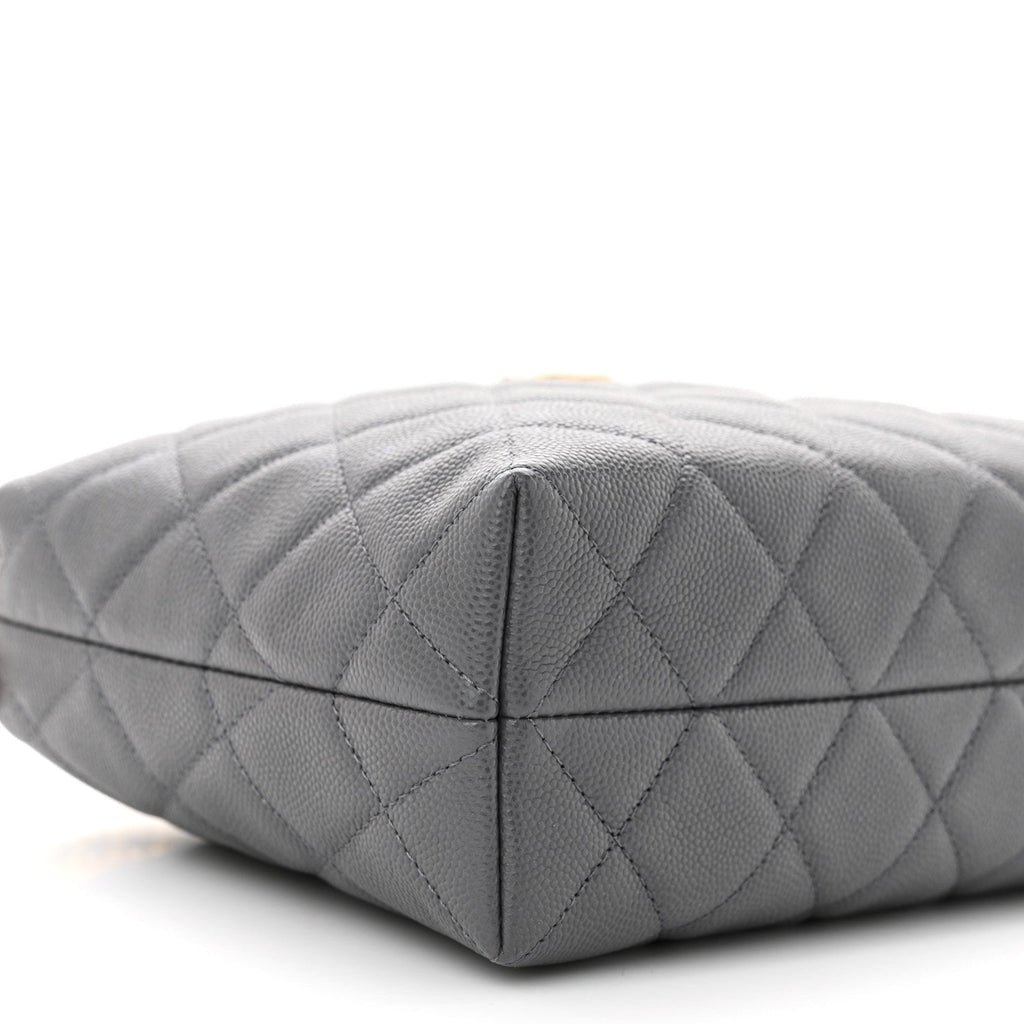 Caviar Quilted Chanel Way Clutch With Chain Grey