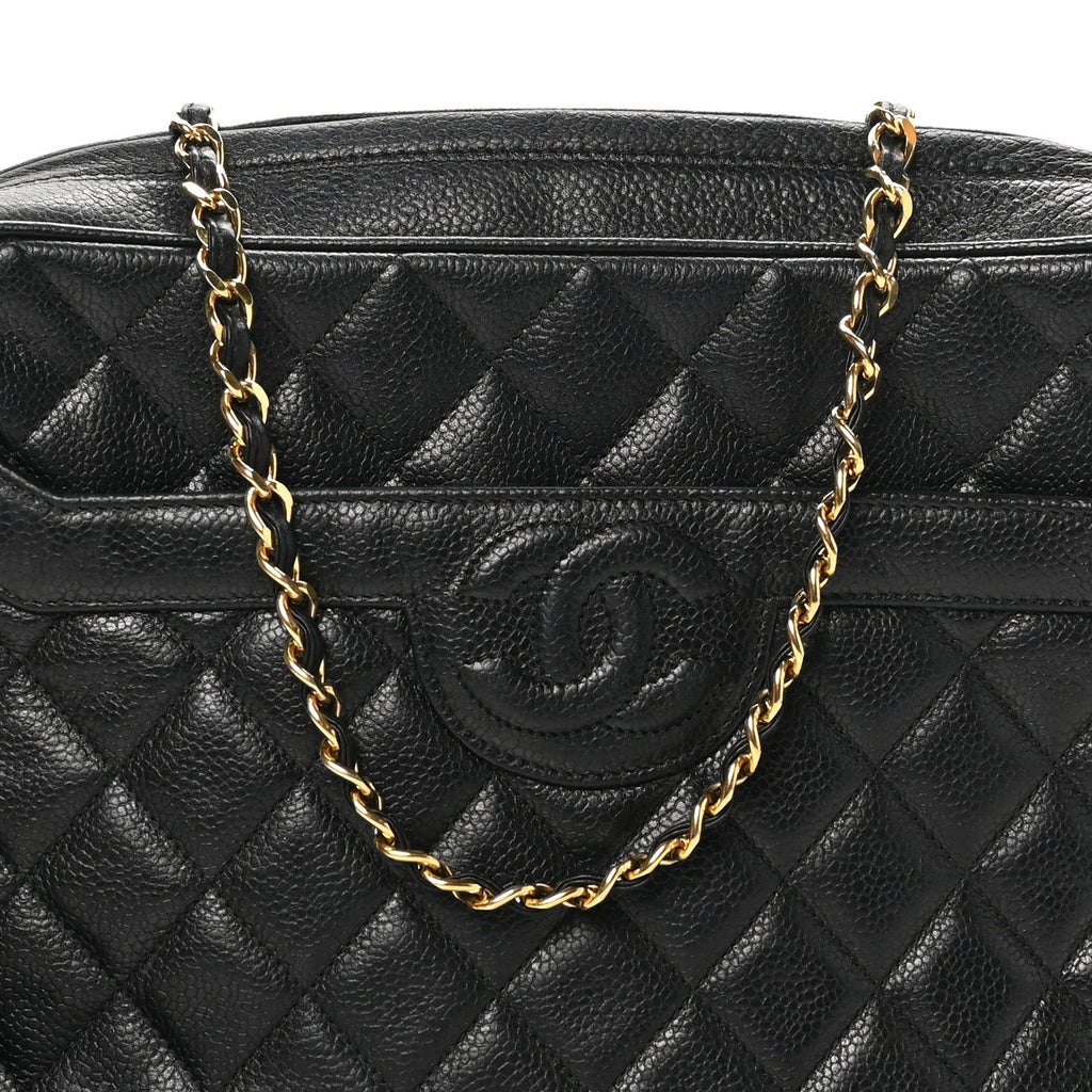 Caviar Quilted Camera Case Black