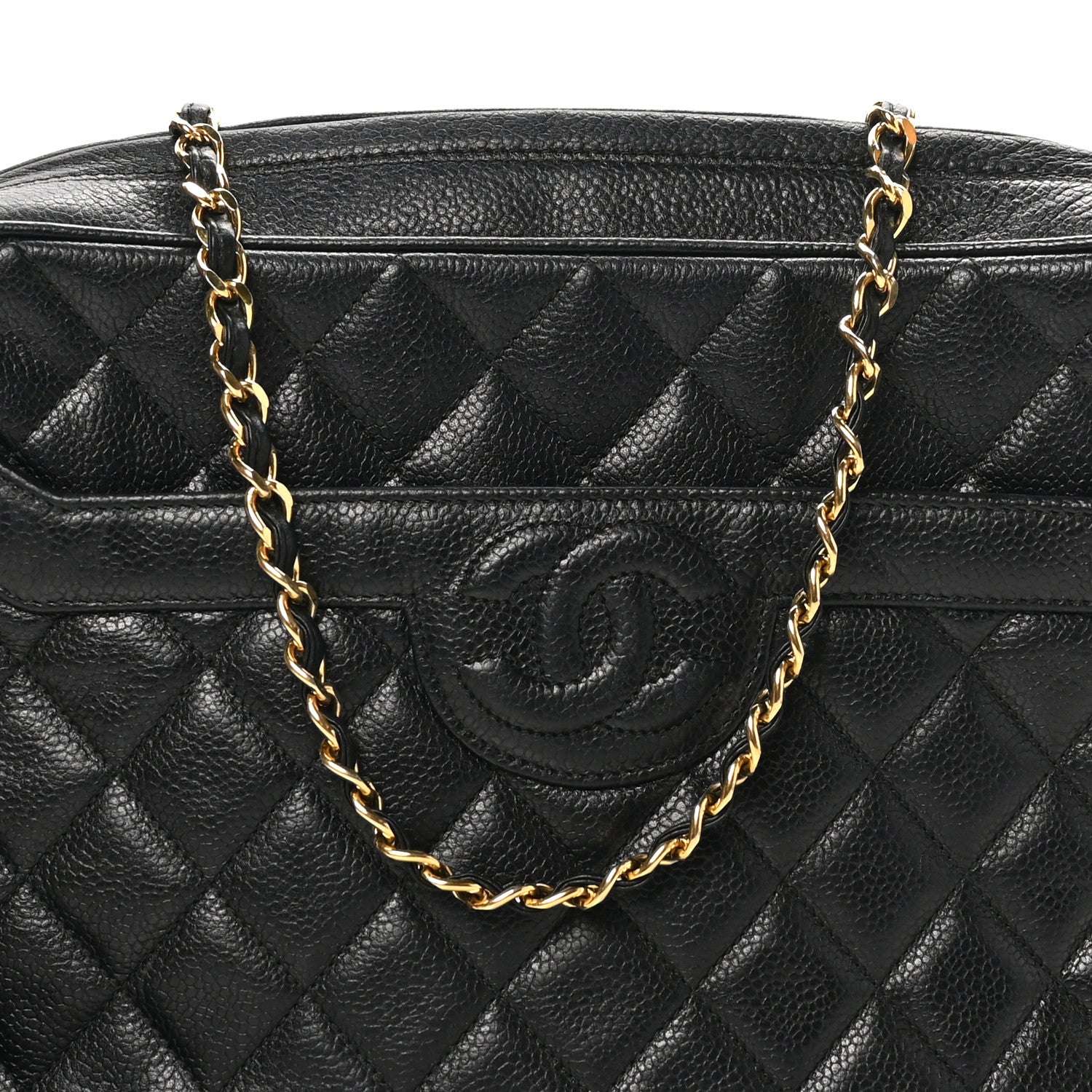 Caviar Quilted Camera Case Black