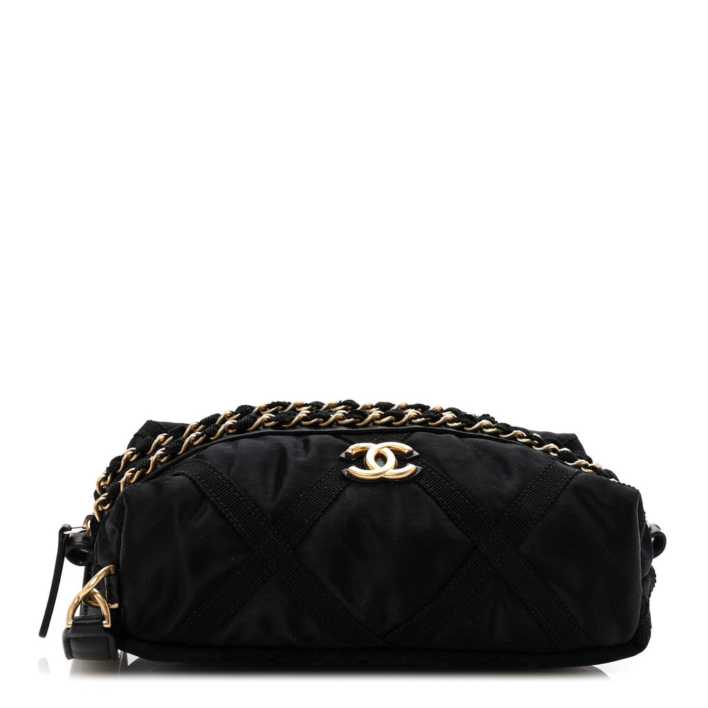 Nylon Grosgrain Lifestyle Pouch With Sleep Mask Black