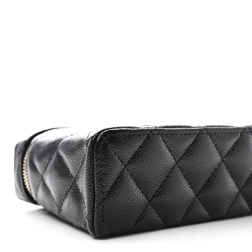 Caviar Quilted Top Handle Slim Vanity With Chain Black