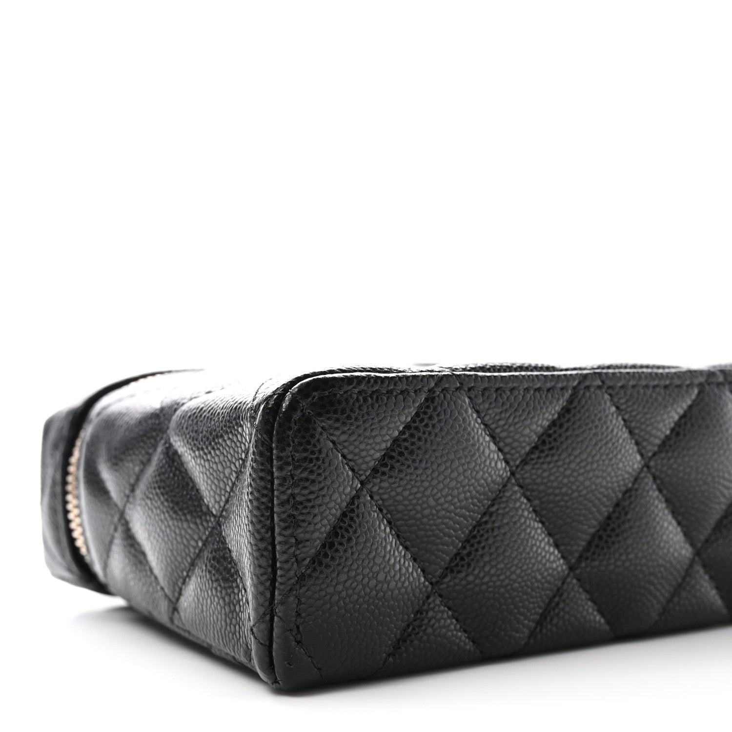 Caviar Quilted Top Handle Slim Vanity With Chain Black