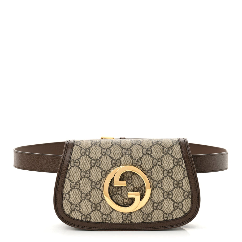 GG Supreme Monogram Textured Dollar Calfskin Blondie Belt Bag 115 46 Beige Ebony New Acero