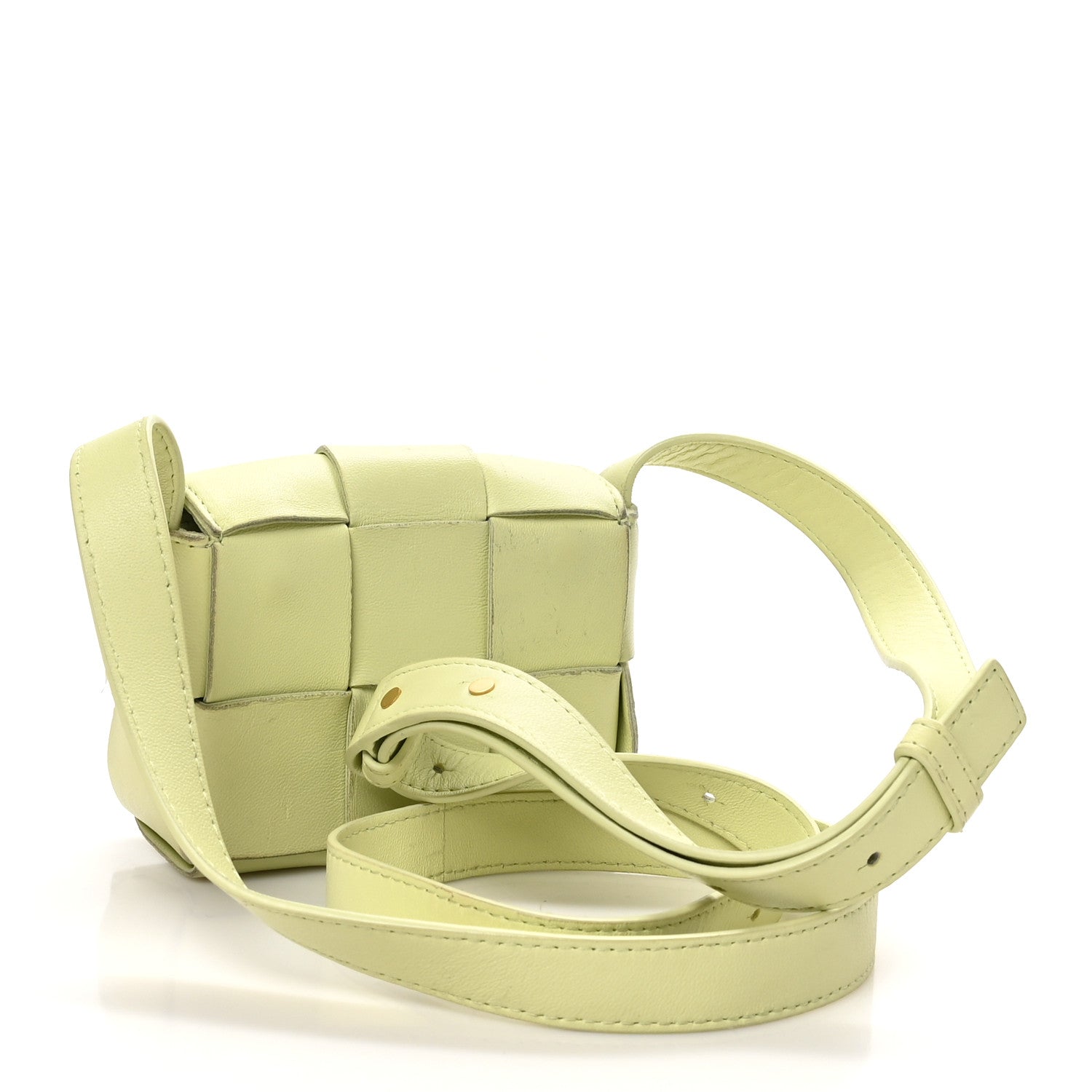Lambskin Maxi Intrecciato Extra Mini Cassette Crossbody Bag Lemon Washed