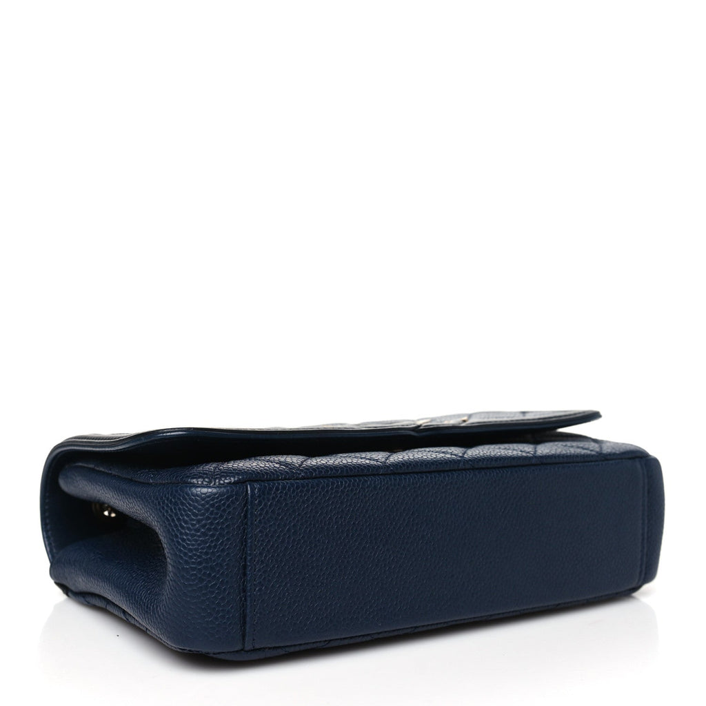 Caviar Quilted Small CC Filigree Flap Navy Black