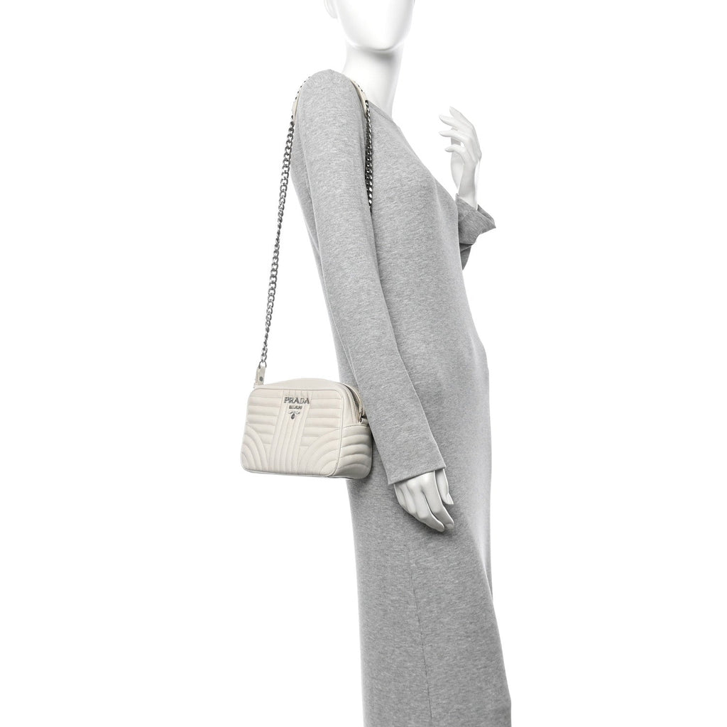 Soft Calfskin Diagramme Camera Bag White