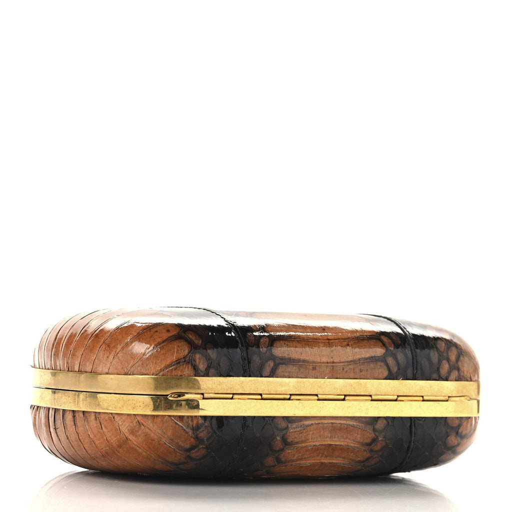Python Skull Box Clutch Brown