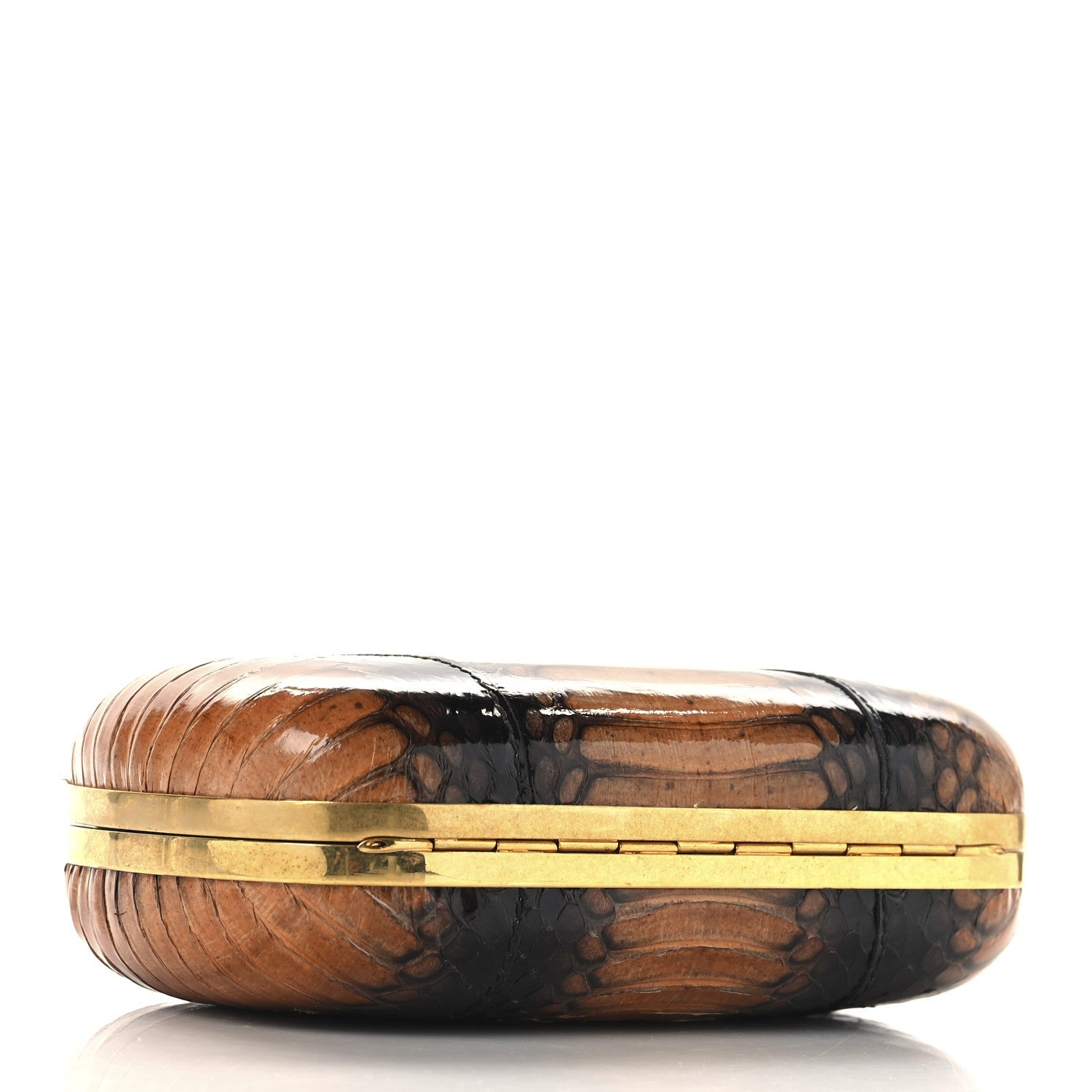 Python Skull Box Clutch Brown